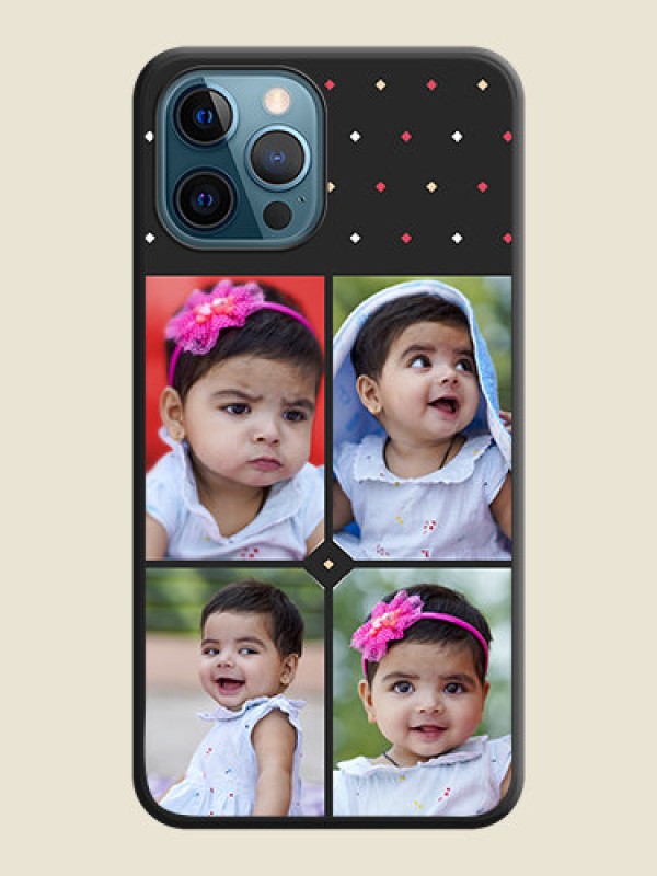 Custom Multicolor Dotted Pattern with 4 Image Holder on Space Black Custom Soft Matte Phone Cases - iPhone 12 Pro Max