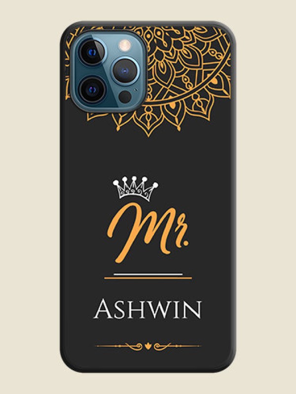 Custom Mr Name with Floral Design  on Personalised Space Black Soft Matte Cases - iPhone 12 Pro Max