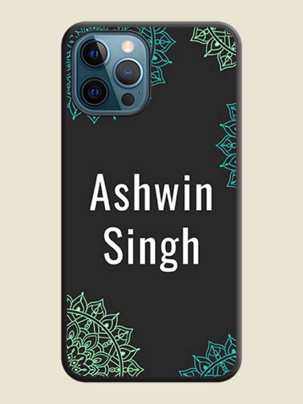 Custom Your Name with Floral Design on Space Black Custom Soft Matte Back Cover - iPhone 12 Pro Max