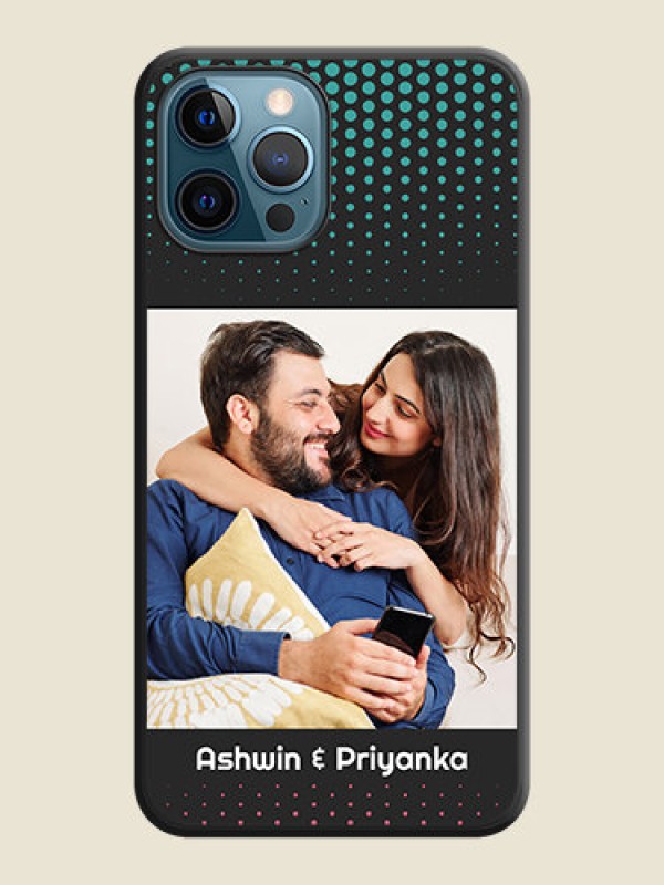 Custom Faded Dots with Grunge Photo Frame and Text on Space Black Custom Soft Matte Phone Cases - iPhone 12 Pro Max
