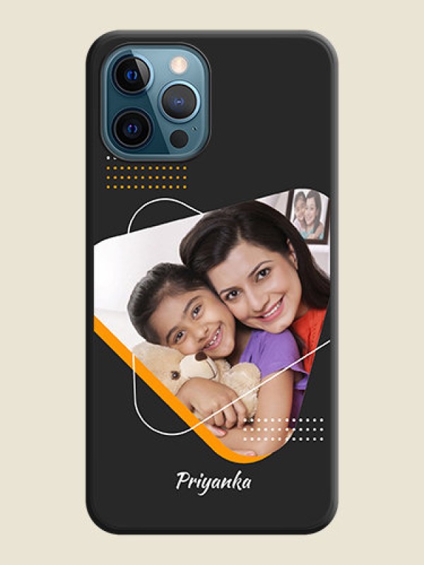 Custom Yellow Triangle on Photo on Space Black Soft Matte Phone Cover - iPhone 12 Pro Max