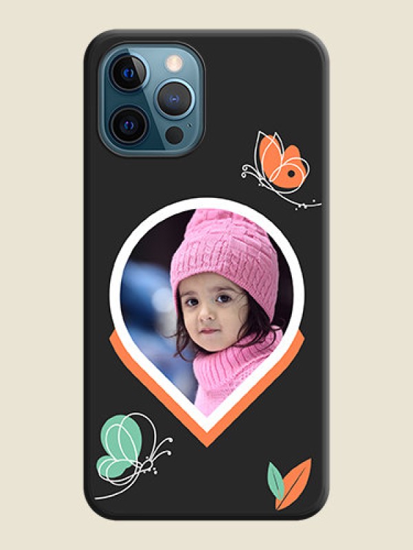 Custom Upload Pic With Simple Butterly Design On Space Black Personalized Soft Matte Phone Covers -Apple Iphone 12 Pro Max