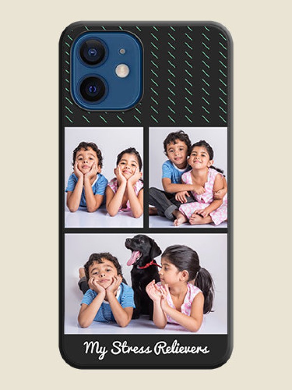 Custom Cross Dotted Pattern with 2 Image Holder  on Personalised Space Black Soft Matte Cases - iPhone 12