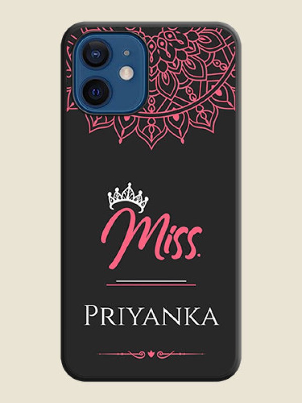 Custom Mrs Name with Floral Design on Space Black Personalized Soft Matte Phone Covers - iPhone 12