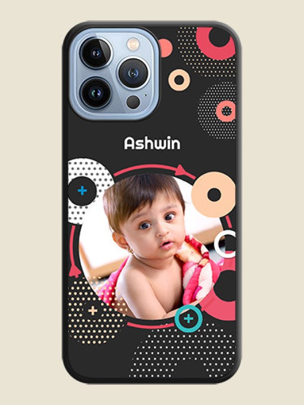 Custom Multicoloured Round Image on Personalised Space Black Soft Matte Cases - iPhone 13 Pro Max