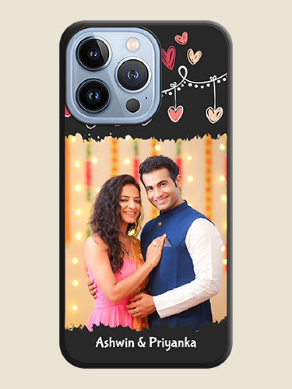 Custom Pink Love Hangings with Name on Space Black Custom Soft Matte Phone Cases - iPhone 13 Pro