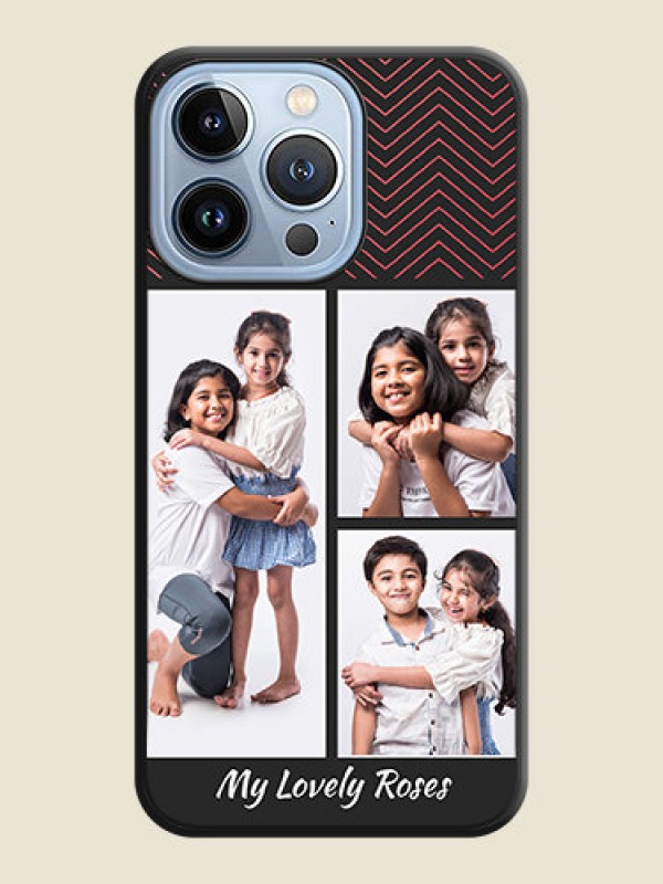 Custom Wave Pattern with 3 Image Holder on Space Black Custom Soft Matte Back Cover - iPhone 13 Pro
