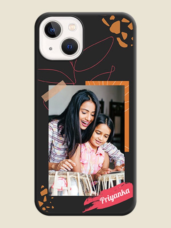 Custom Orange Photo Frame on Space Black Custom Soft Matte Phone Back Cover - iPhone 14 Plus