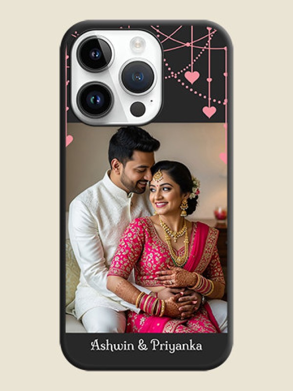 Custom Pink Love Hangings with Text on Space Black Custom Soft Matte Back Cover - iPhone 14 Pro Max