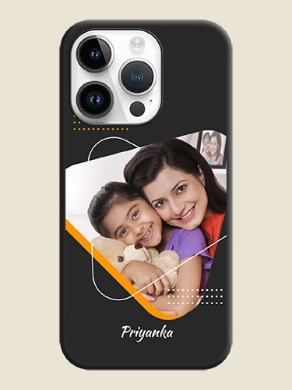 Custom Yellow Triangle on Photo on Space Black Soft Matte Phone Cover - iPhone 14 Pro Max