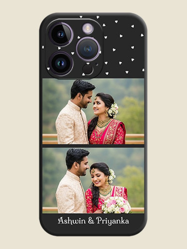 Custom Miniature Love Symbols with Name on Space Black Custom Soft Matte Back Cover - iPhone 14 Pro