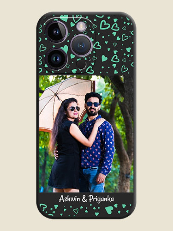 Custom Sea Green Indefinite Love Pattern on Photo on Space Black Soft Matte Mobile Cover - iPhone 14 Pro