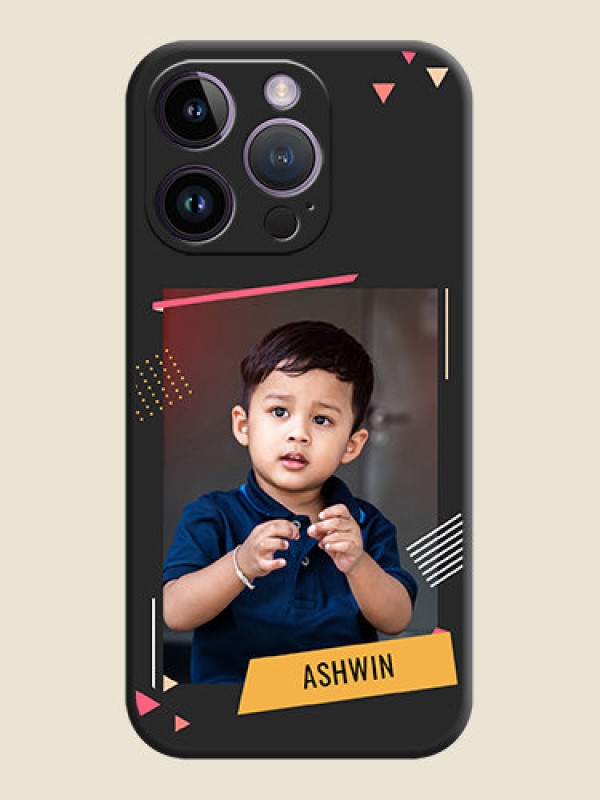 Custom Photo Frame with Triangle Small Dots on Photo on Space Black Soft Matte Back Cover - iPhone 14 Pro