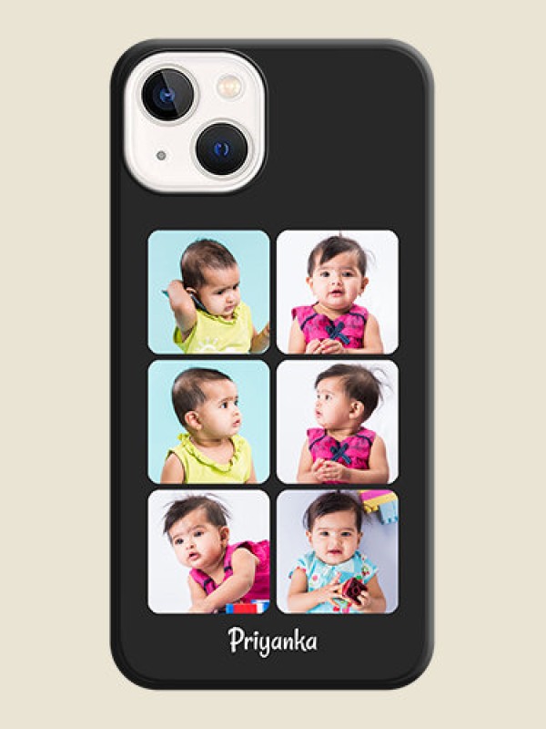 Custom Floral Art with 6 Image Holder on Photo on Space Black Soft Matte Mobile Case - Apple iPhone 14