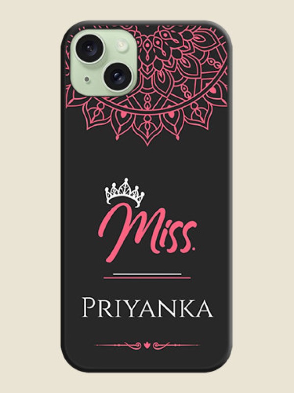 Custom Mrs Name with Floral Design on Space Black Personalized Soft Matte Phone Covers - iPhone 15 Plus