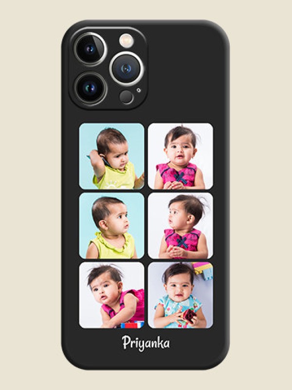 Custom Floral Art with 6 Image Holder - Photo on Space Black Soft Matte Mobile Case - iPhone 15 Pro Max