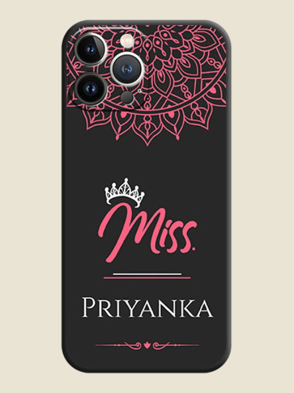 Custom Mrs Name with Floral Design on Space Black Personalized Soft Matte Phone Covers - iPhone 15 Pro Max