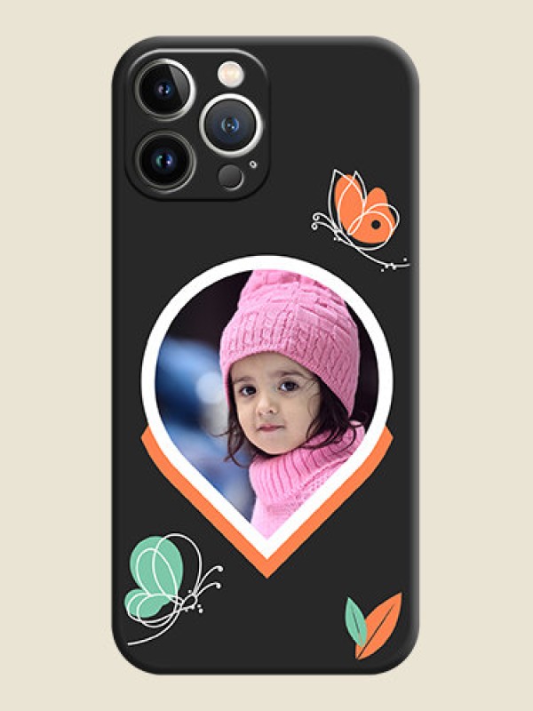 Custom Upload Pic With Simple Butterly Design On Space Black Personalized Soft Matte Phone Covers - iPhone 15 Pro Max