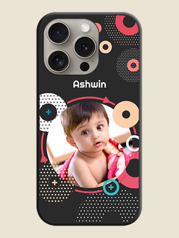 Custom Multicoloured Round Image on Personalised Space Black Soft Matte Cases - iPhone 15 Pro