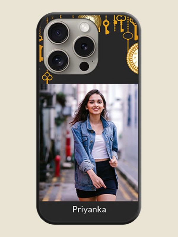 Custom Decorative Design with Text on Space Black Custom Soft Matte Back Cover - iPhone 15 Pro