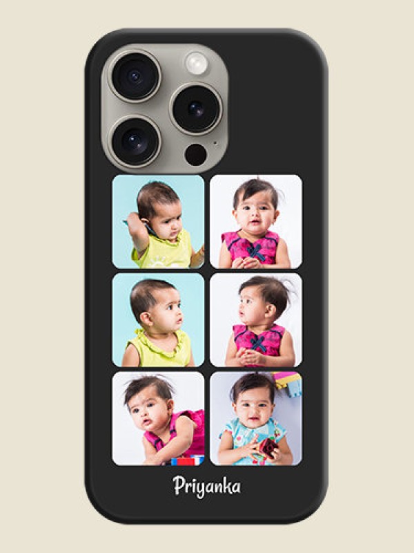 Custom Floral Art with 6 Image Holder - Photo on Space Black Soft Matte Mobile Case - iPhone 15 Pro