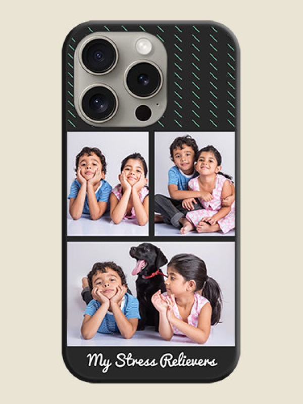 Custom Cross Dotted Pattern with 2 Image Holder on Personalised Space Black Soft Matte Cases - iPhone 15 Pro