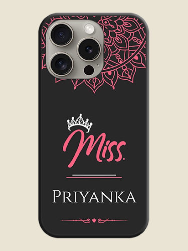 Custom Mrs Name with Floral Design on Space Black Personalized Soft Matte Phone Covers - iPhone 15 Pro