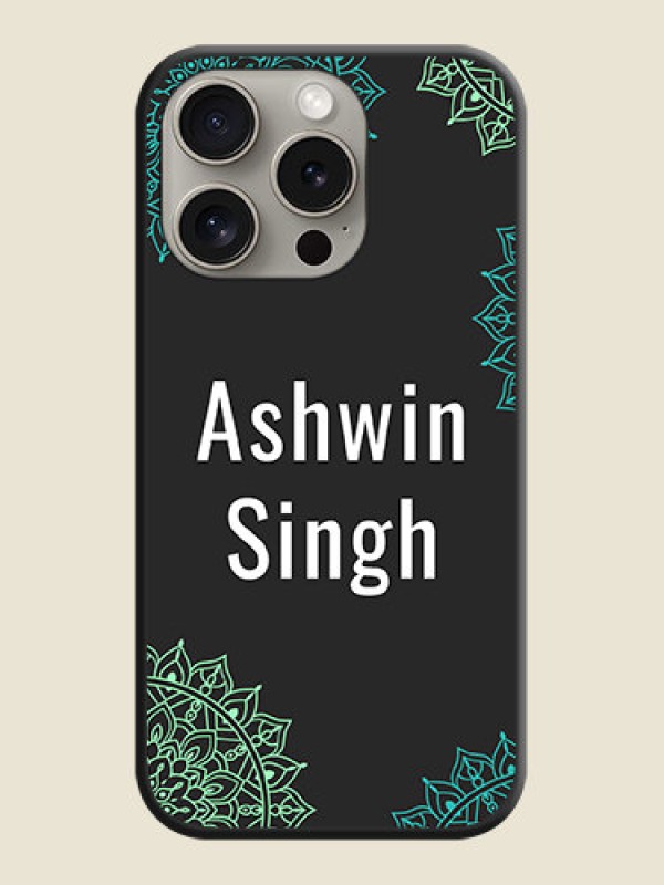 Custom Your Name with Floral Design on Space Black Custom Soft Matte Back Cover - iPhone 15 Pro