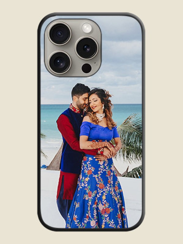 Custom Full Single Pic Upload On Space Black Personalized Soft Matte Phone Covers - iPhone 15 Pro