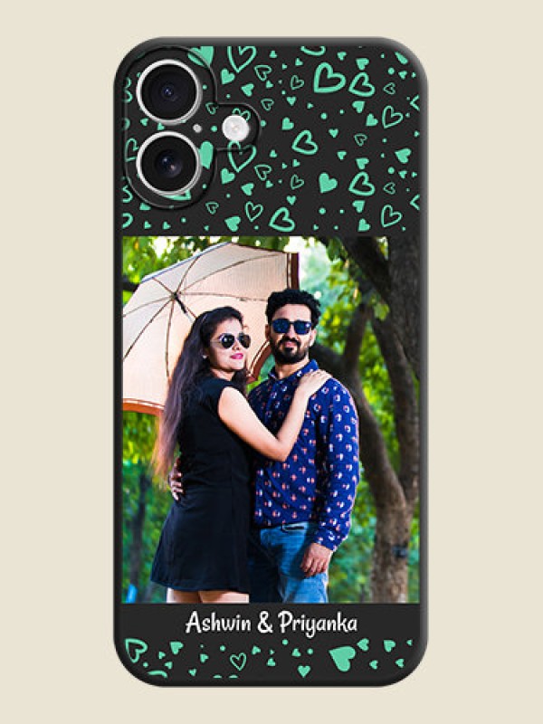 Custom Sea Green Indefinite Love Pattern on Photo On Space Black Custom Soft Matte Mobile Back Cover - iPhone 16 Plus