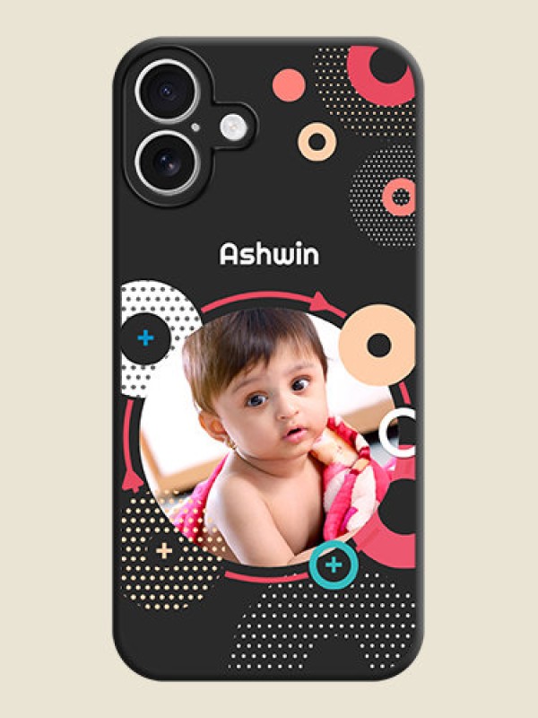 Custom Multicoloured Round Image On Space Black Custom Soft Matte Mobile Back Cover - iPhone 16 Plus