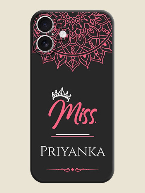 Custom Mrs Name with Floral Design On Space Black Custom Soft Matte Mobile Back Cover - iPhone 16 Plus