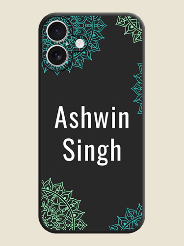 Custom Your Name with Floral Design On Space Black Custom Soft Matte Mobile Back Cover - iPhone 16 Plus