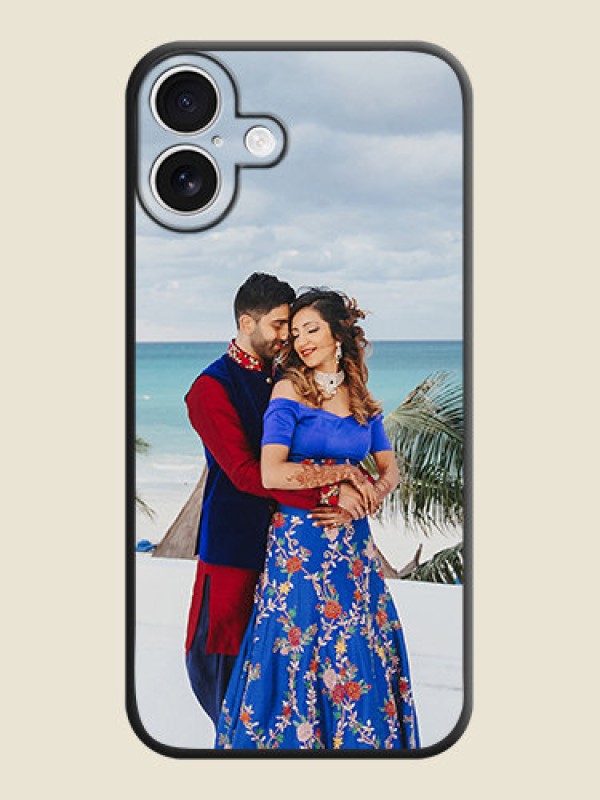 Custom Full Single Pic Upload On Space Black Custom Soft Matte Mobile Back Cover - iPhone 16 Plus