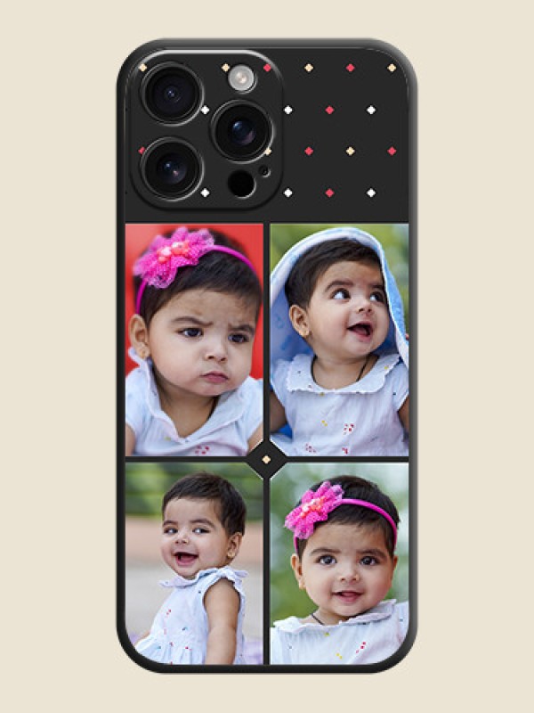 Custom Multicolor Dotted Pattern with 4 Image Holder On Space Black Custom Soft Matte Mobile Back Cover - iPhone 16 Pro Max