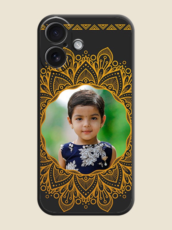 Custom Round Image with Floral Design On Space Black Custom Soft Matte Mobile Back Cover - iPhone 16