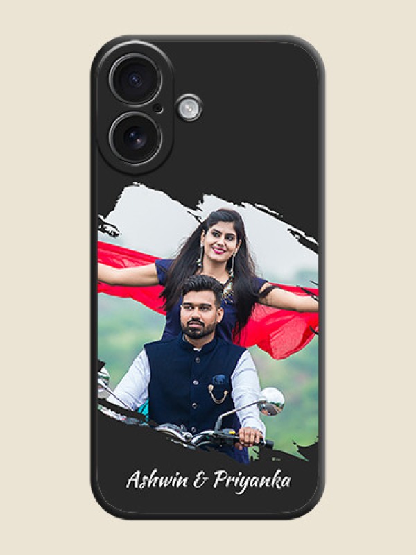 Custom Grunge Brush Strokes on Photo On Space Black Custom Soft Matte Mobile Back Cover - iPhone 16