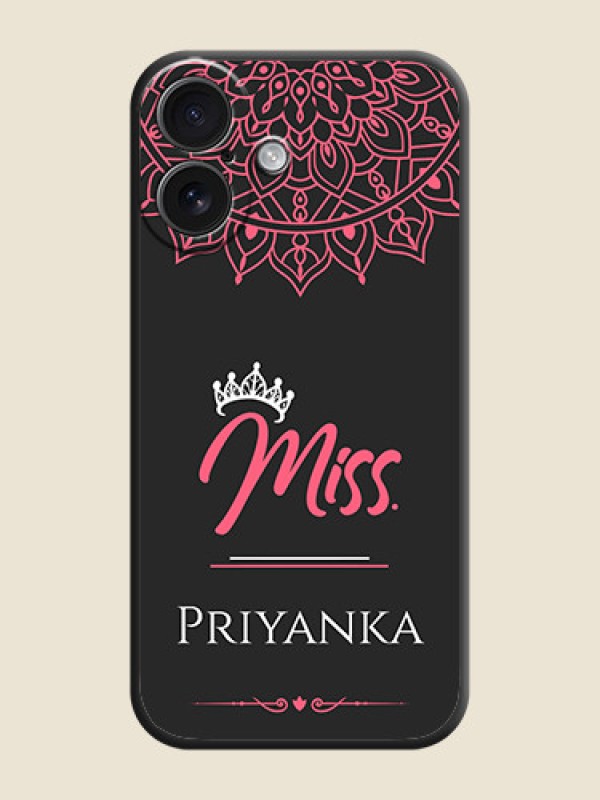 Custom Mrs Name with Floral Design On Space Black Custom Soft Matte Mobile Back Cover - iPhone 16