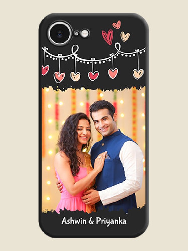 Custom Pink Love Hangings with Name On Space Black Custom Soft Matte Mobile Back Cover - iPhone 16e