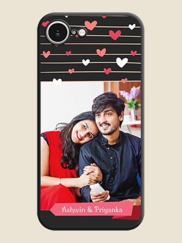 Custom Love Pattern with Name on Pink Ribbon on Photo On Space Black Custom Soft Matte Mobile Back Cover - iPhone 16e