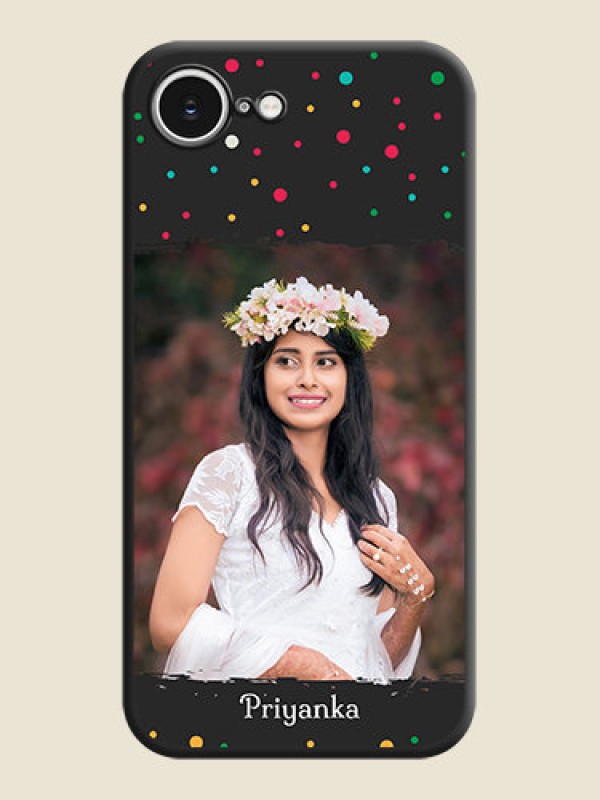 Custom Multicolor Dotted Pattern with Text On Space Black Custom Soft Matte Mobile Back Cover - iPhone 16e