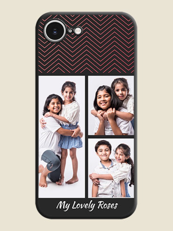 Custom Wave Pattern with 3 Image Holder On Space Black Custom Soft Matte Mobile Back Cover - iPhone 16e