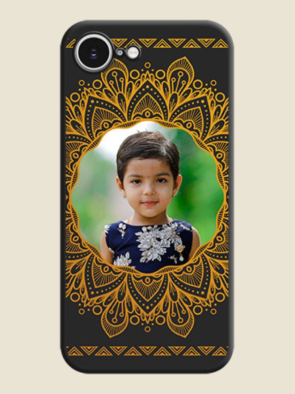 Custom Round Image with Floral Design On Space Black Custom Soft Matte Mobile Back Cover - iPhone 16e