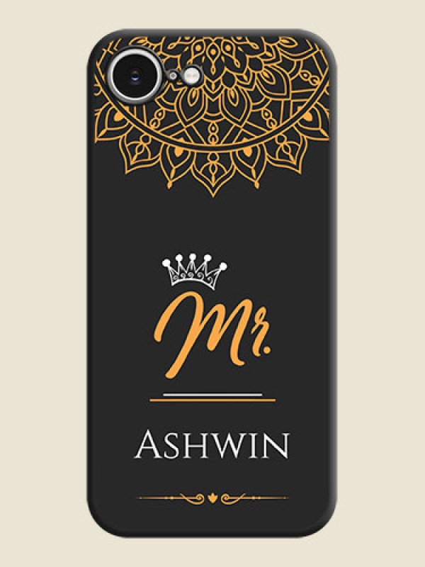 Custom Mr Name with Floral Design On Space Black Custom Soft Matte Mobile Back Cover - iPhone 16e