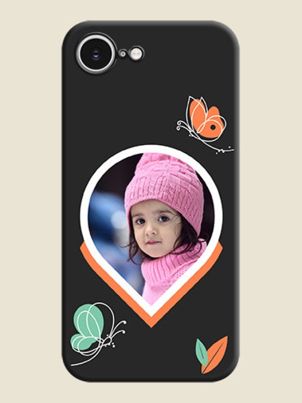 Custom Upload Pic With Simple Butterly Design On Space Black Custom Soft Matte Mobile Back Cover - iPhone 16e