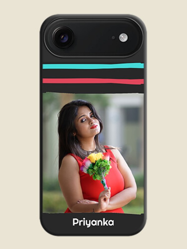Custom Multicolor Lines with Image On Space Black Custom Soft Matte Mobile Back Cover - Apple iPhone 17 Air