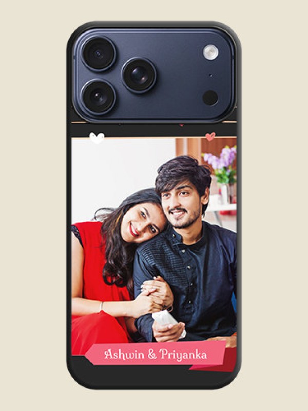 Custom Love Pattern with Name on Pink Ribbon on Photo On Space Black Custom Soft Matte Mobile Back Cover - Apple iPhone 17 Pro Max