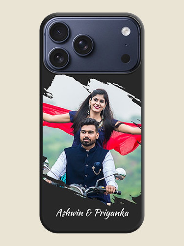Custom Grunge Brush Strokes on Photo On Space Black Custom Soft Matte Mobile Back Cover - Apple iPhone 17 Pro Max