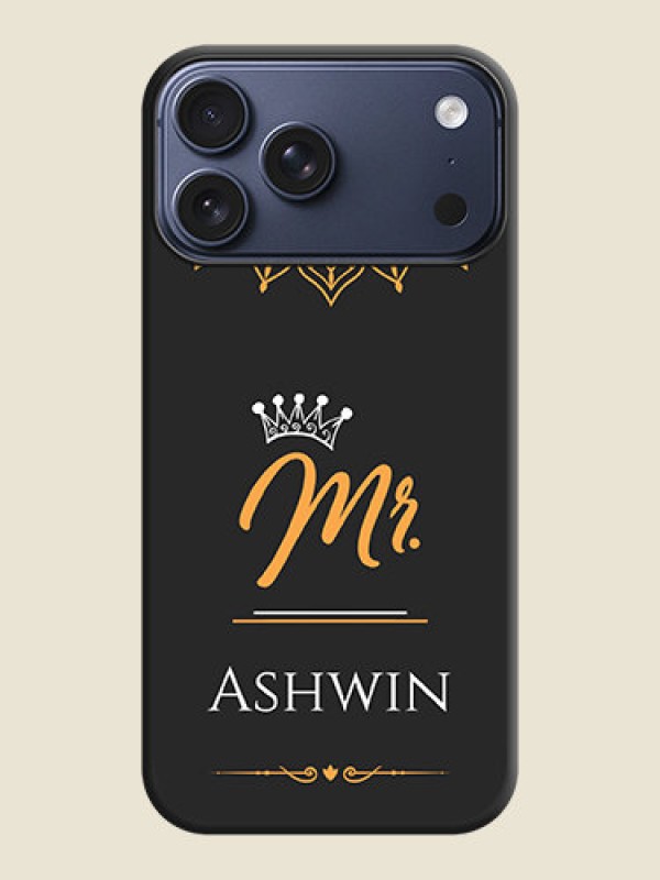 Custom Mr Name with Floral Design On Space Black Custom Soft Matte Mobile Back Cover - Apple iPhone 17 Pro Max