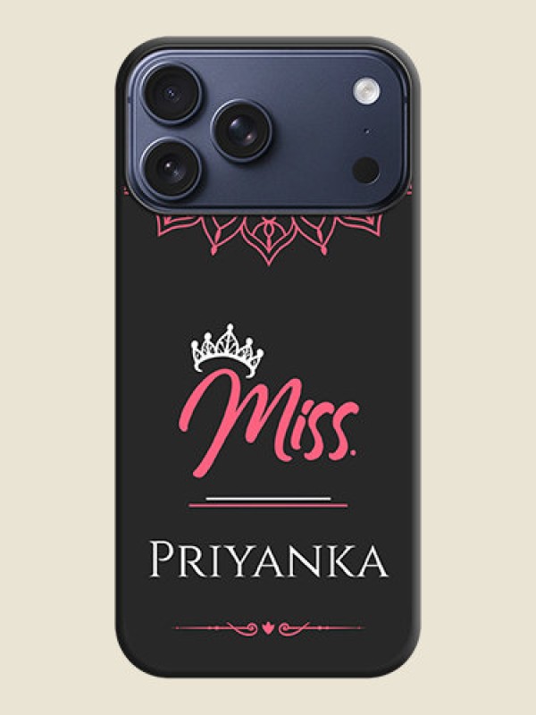 Custom Mrs Name with Floral Design On Space Black Custom Soft Matte Mobile Back Cover - Apple iPhone 17 Pro Max